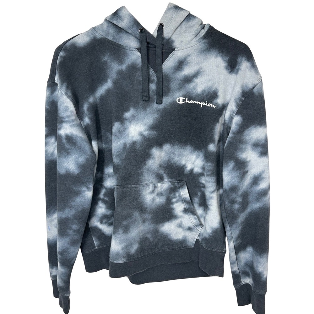 Champion Black‎ and Gray Tie Dye Hoodie Sweatshirt Women's Size Medium